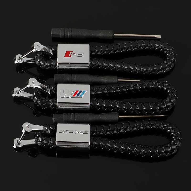 Knitting D Buckle Car Logo Keychain Keyring Keyfob for BMW M Benz AMG Audi Sline Netby