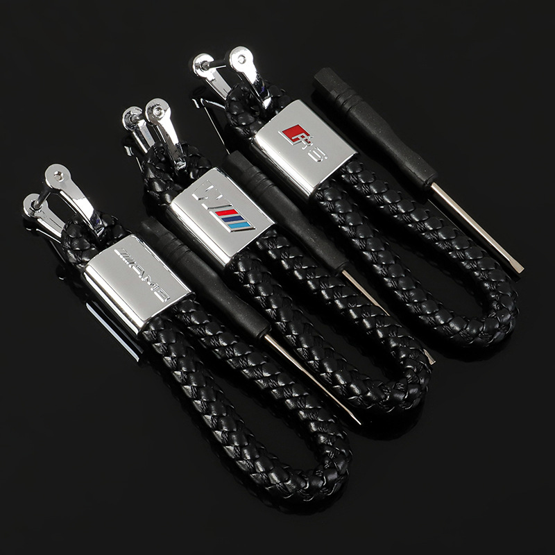Knitting D Buckle Car Logo Keychain Keyring Keyfob for BMW M Benz AMG Audi Sline Netby