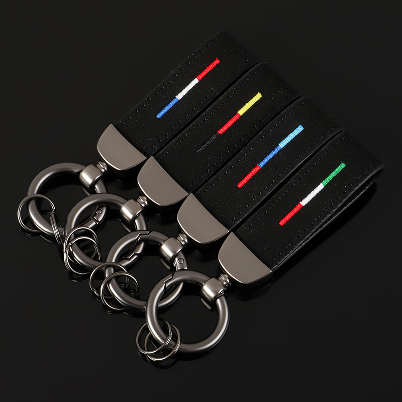 Alcantara National Flag Car Logo Keychain Keyring Keyfob for Italy Germany France BMW Netby