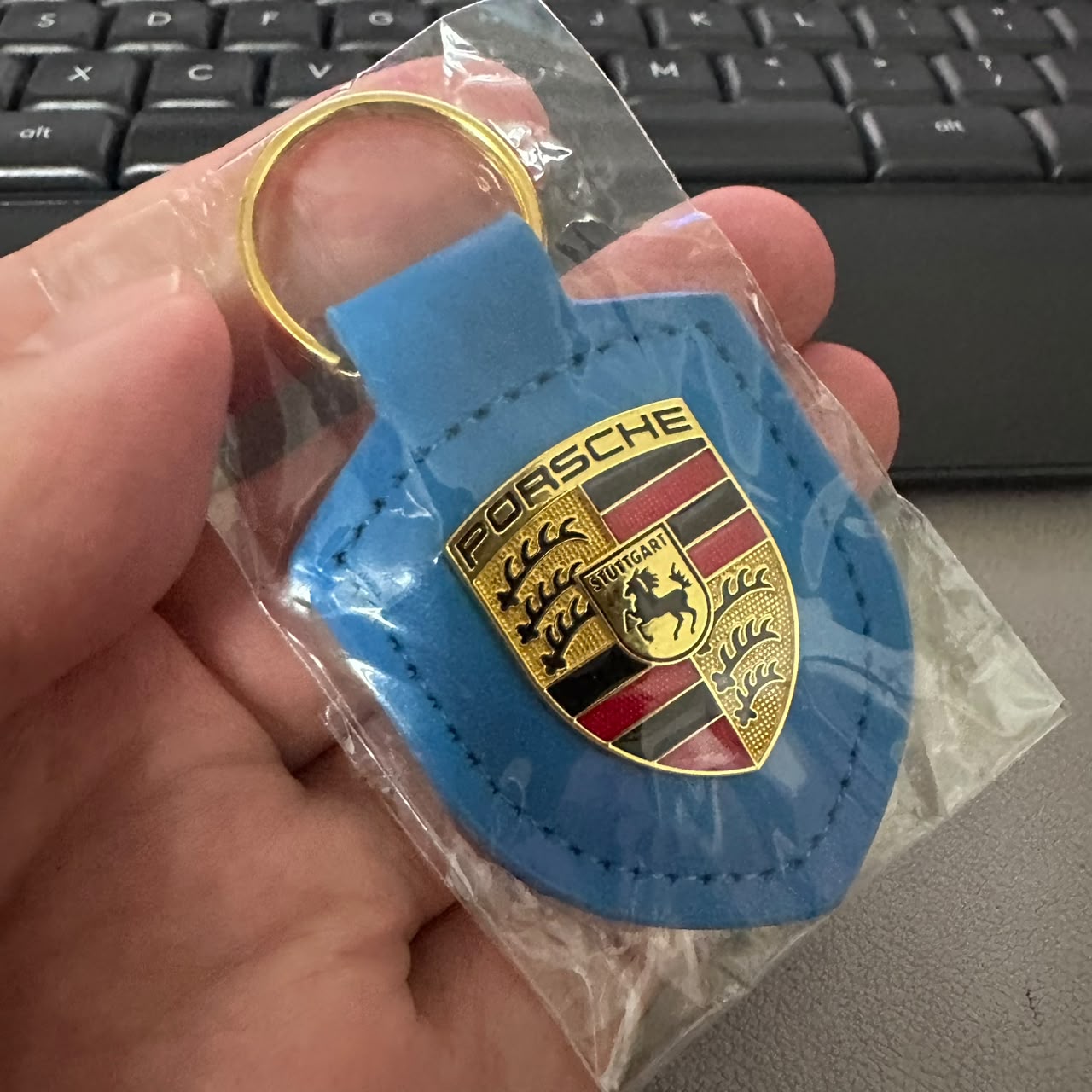 Leather Porsche Car Logo Logo Keyring Keychain Shield Shape Netby