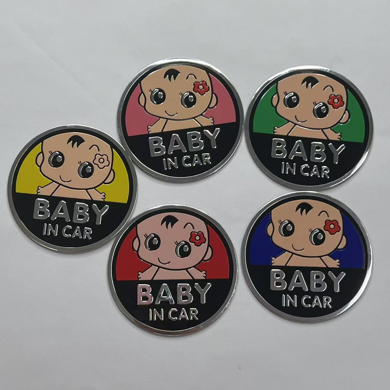 Metal BABY IN CAR Sticker Netby