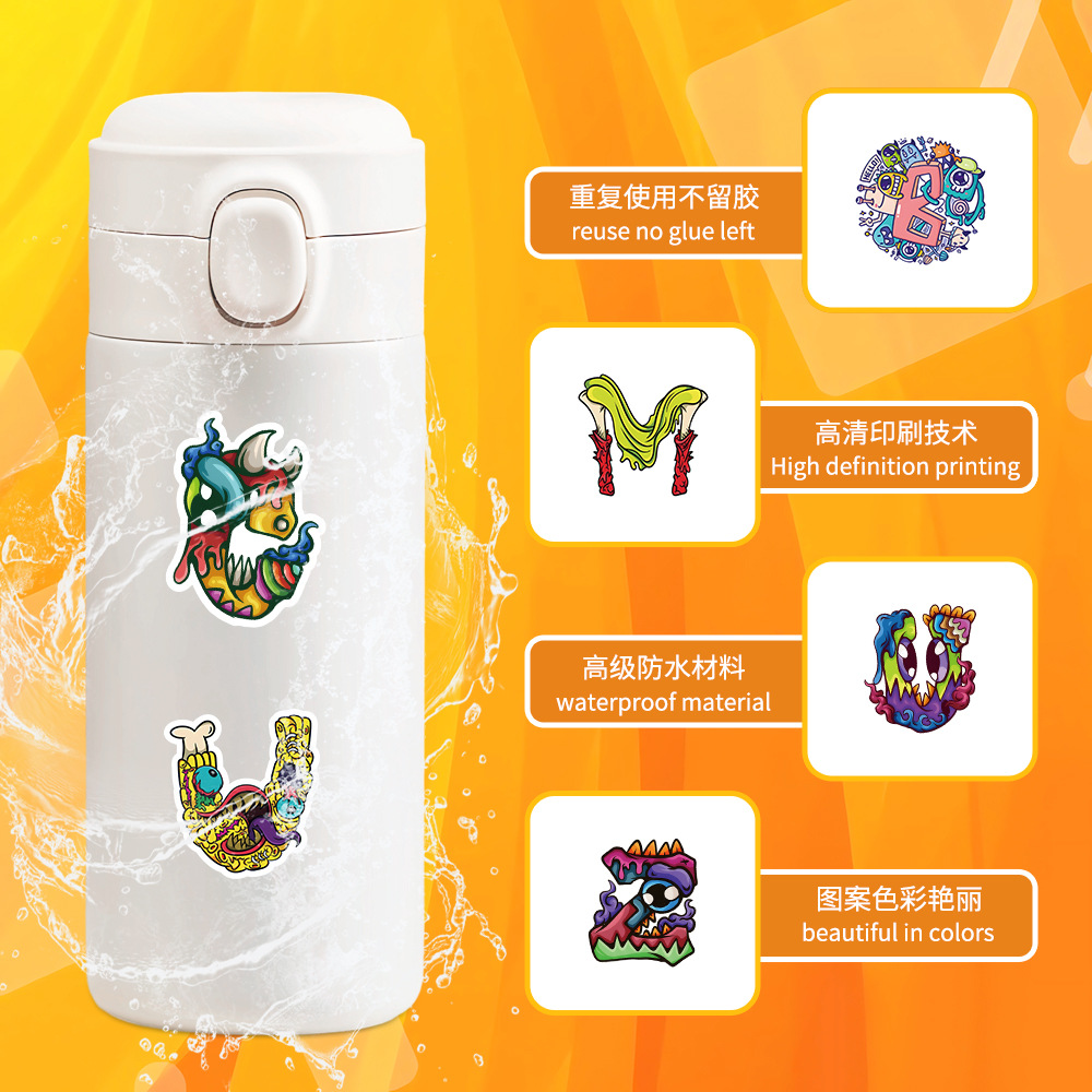50pcs/pack Animation Alphabet Lore Waterproof Sticker Netby