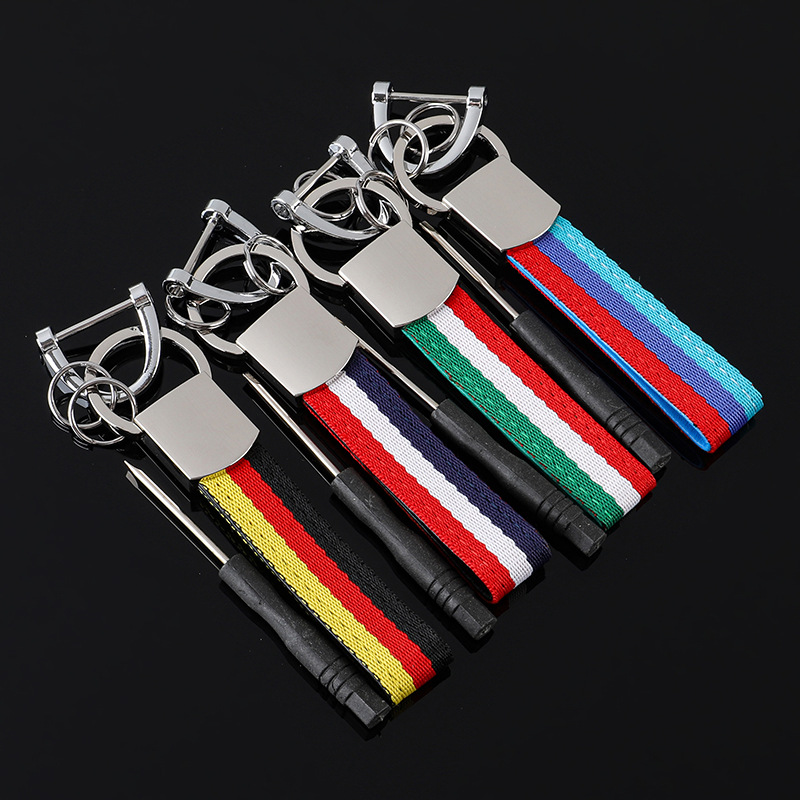 3 Strip Car Keychain Keyring Keyfob Gift for Customer Germany Italy National Flag Netby