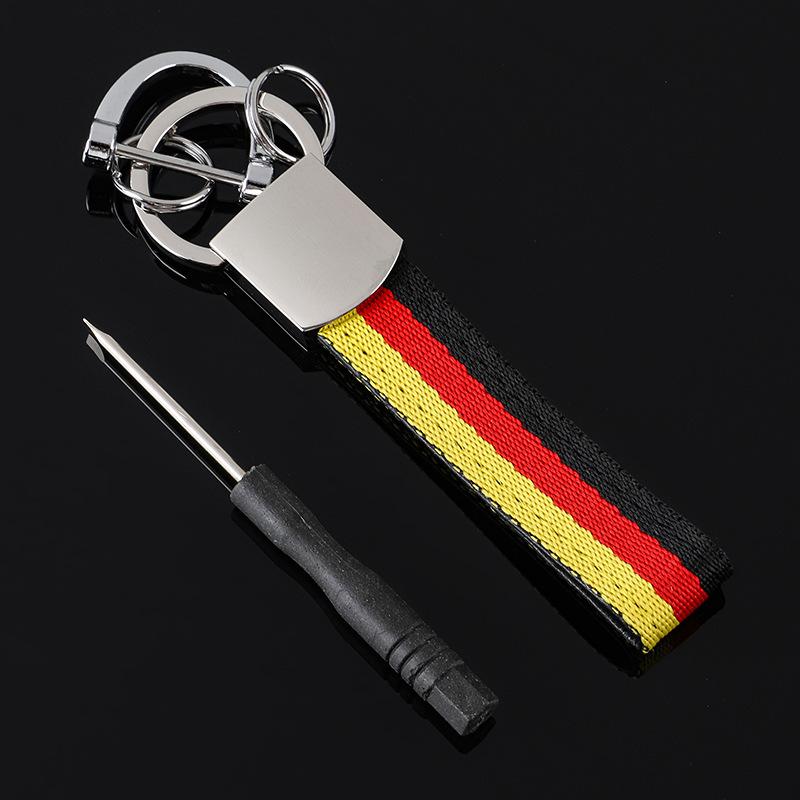 3 Strip Car Keychain Keyring Keyfob Gift for Customer Germany Italy National Flag Netby