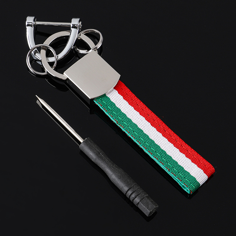 3 Strip Car Keychain Keyring Keyfob Gift for Customer Germany Italy National Flag Netby