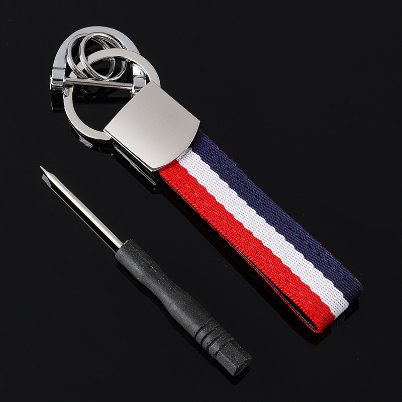3 Strip Car Keychain Keyring Keyfob Gift for Customer Germany Italy National Flag Netby