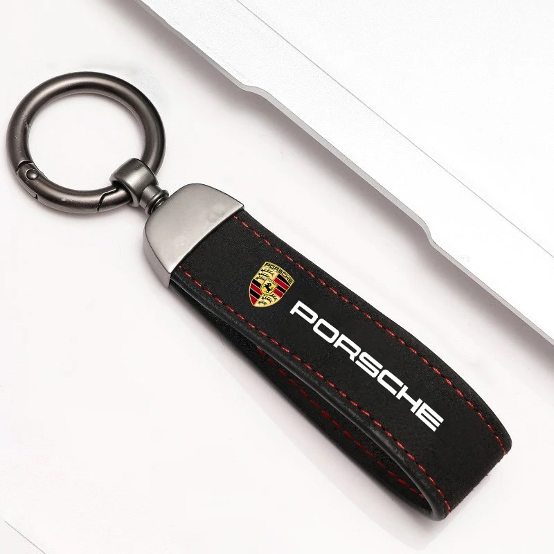 Alcantara Leather Car Logo Keychain Keyring for Porsche Netby