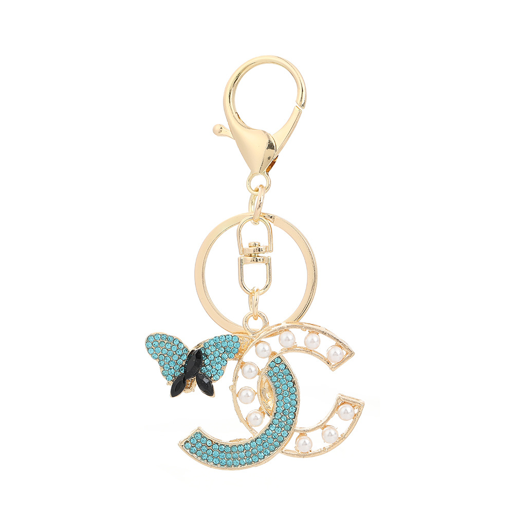 Rhinestone Double C Letter Keychain Keyring Netby