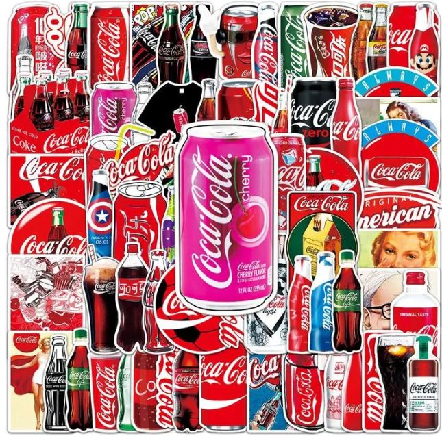 76pcs/pack Coca Cola Car PC Skating Board Motorbike Motorcycle Anti Water Sticker Cellphone Case Refrigerator Netby