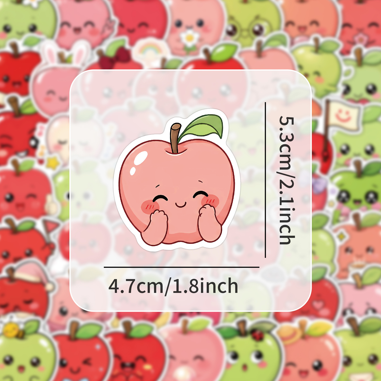 53pcs/pack Cute Apple Sticker Waterproof Netby