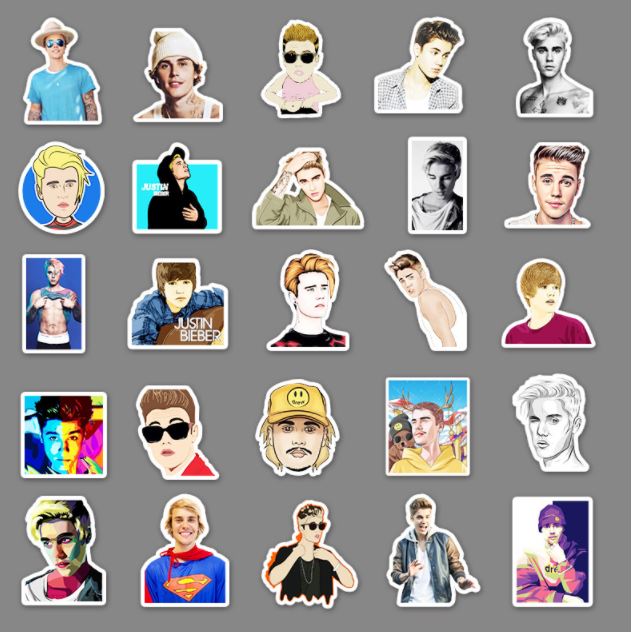 51pcs/pack Justin Bieber Anti Water Sticker Netby
