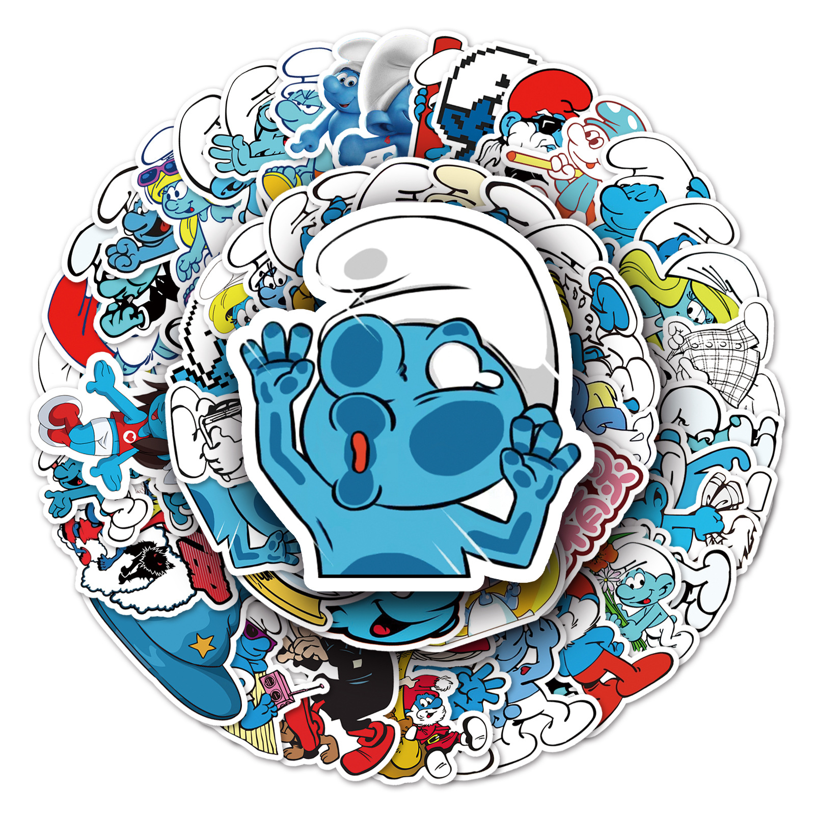 52pcs/lot Animation The Smurfs Car PC Skating Board Motorbike Motorcycle Sticker Netby