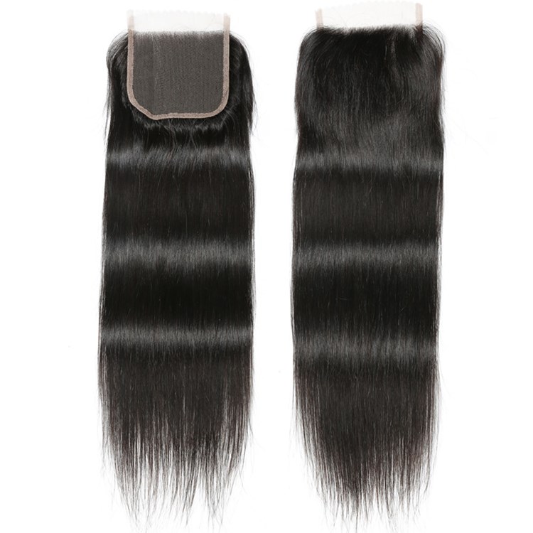 4x4 Remy Human Hair Straight Lace Closure Natural Black Color WIGLTD