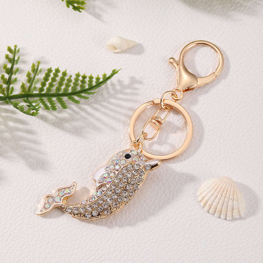 Dolphin Rhinestone Keychain Keyring Netby