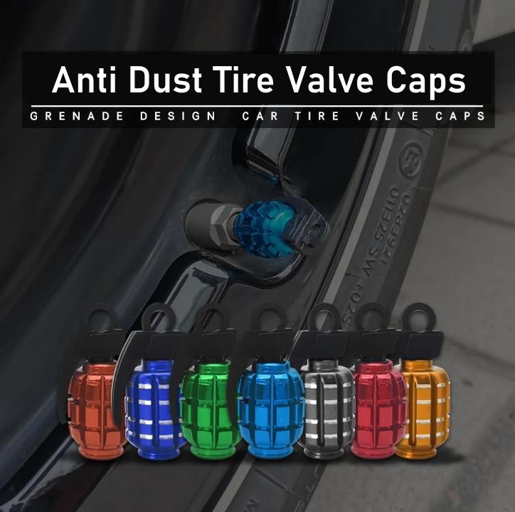 Metal Grenade Car Wheel Anti Dust Tire Valve Cap Netby