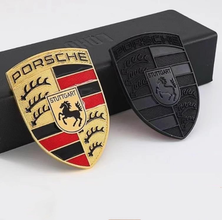 Metal Porsche Car Hook Engine Cover Emblem Badge with Glue Sticker Netby