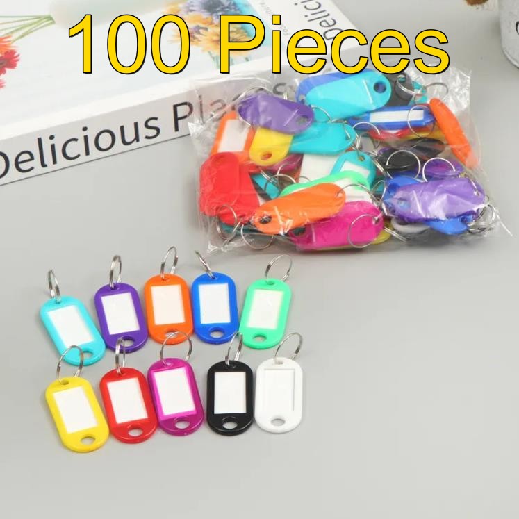 100pcs/lot ABS Klastic Keychain Keyring Marks Luggage Tags Hotel Numbers Classification Plates Schoolbag Pendants Tools Netby