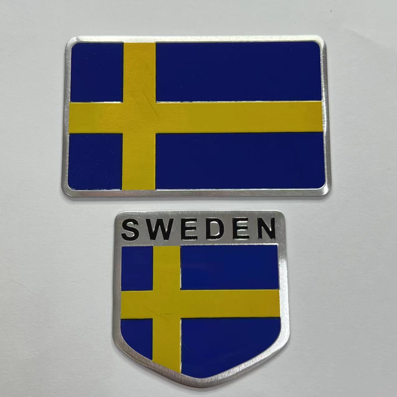 Aluminum Sweden National Flag Car Sticker Netby