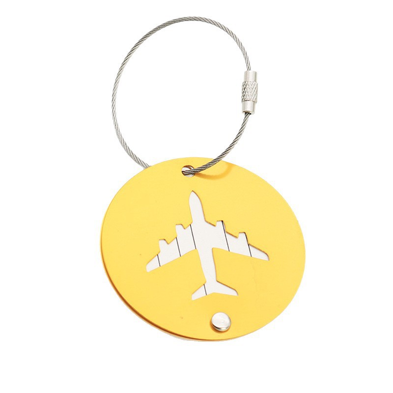 Wholesale 100 Pieces Aluminum Alloy Aircraft Boarding Passes Anti Lost Travel Backpack Luggage Tag With Key Rope Keychain Keyring Netby