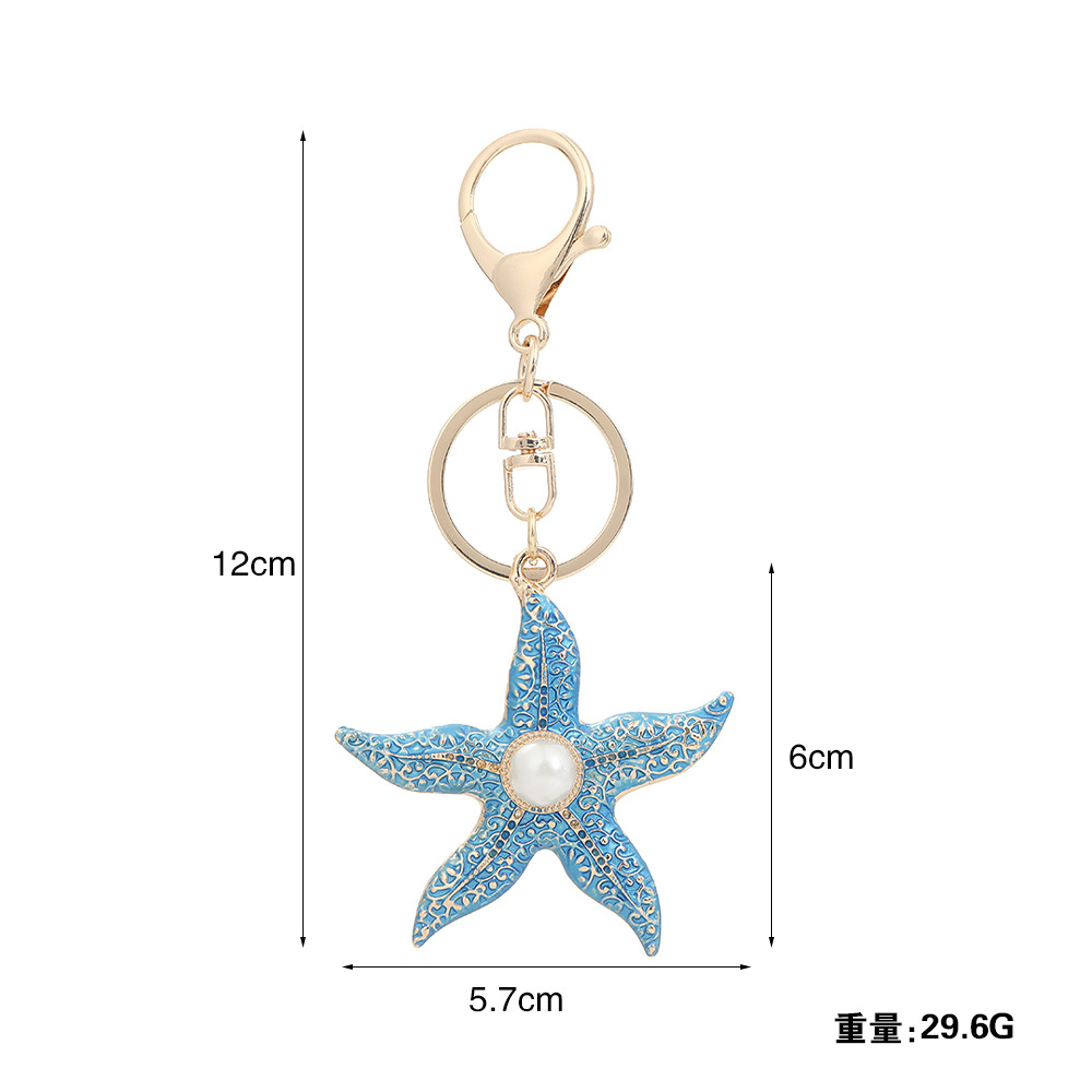 Rhinestone Starfish Keychain Keyring Netby