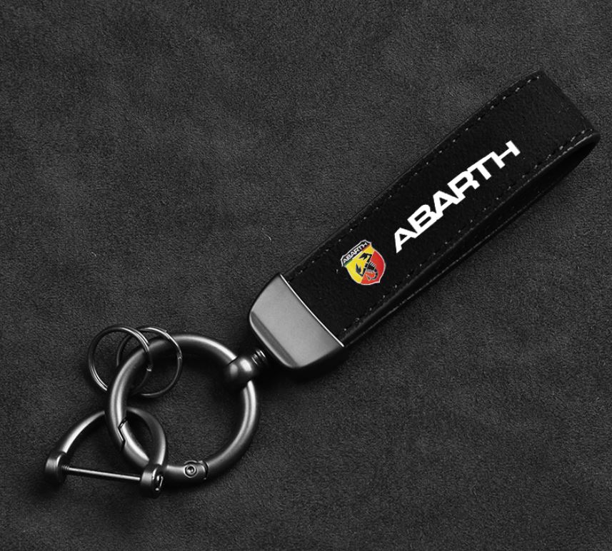 Alcantara Leather Car Logo Keychain Keyring for Abarth Netby