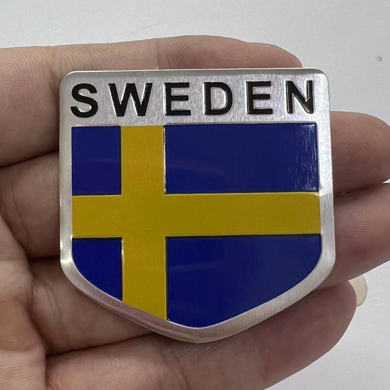 Aluminum Sweden National Flag Car Sticker Netby