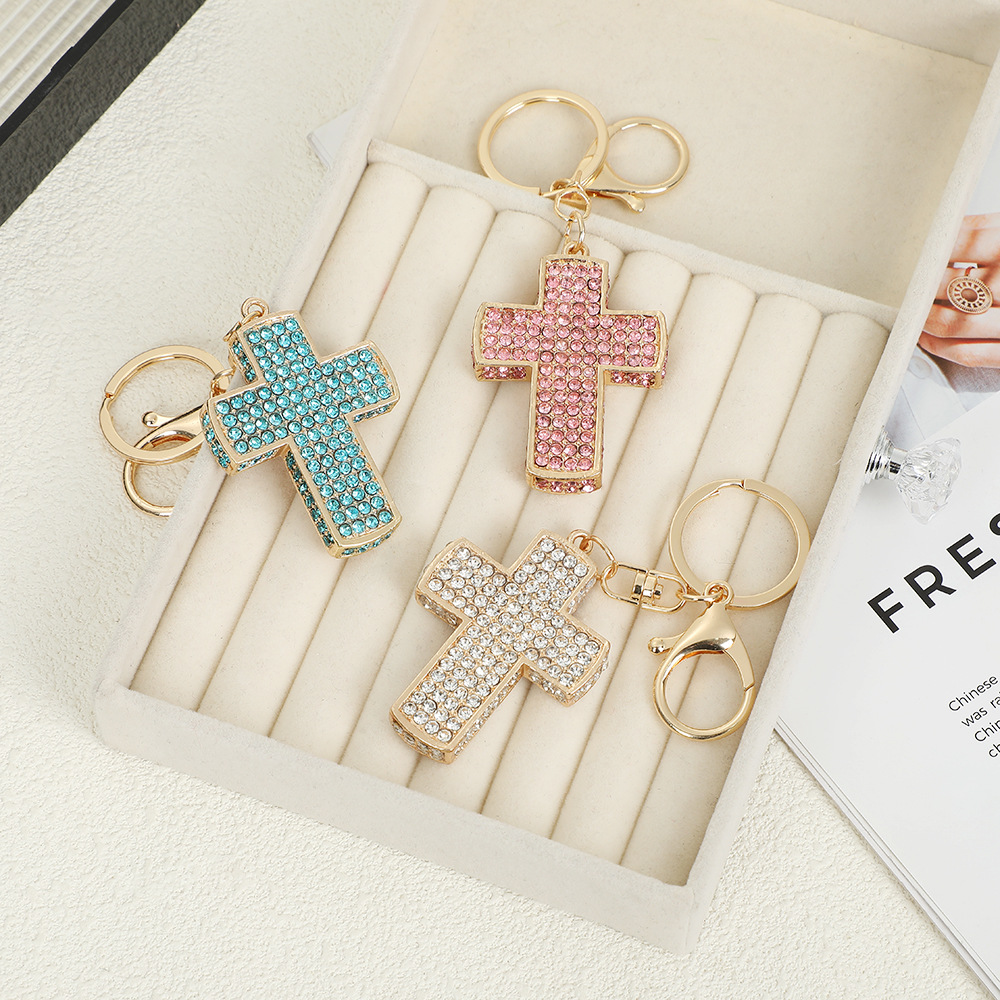 Rhinestone Cross Keychain Keyring Netby