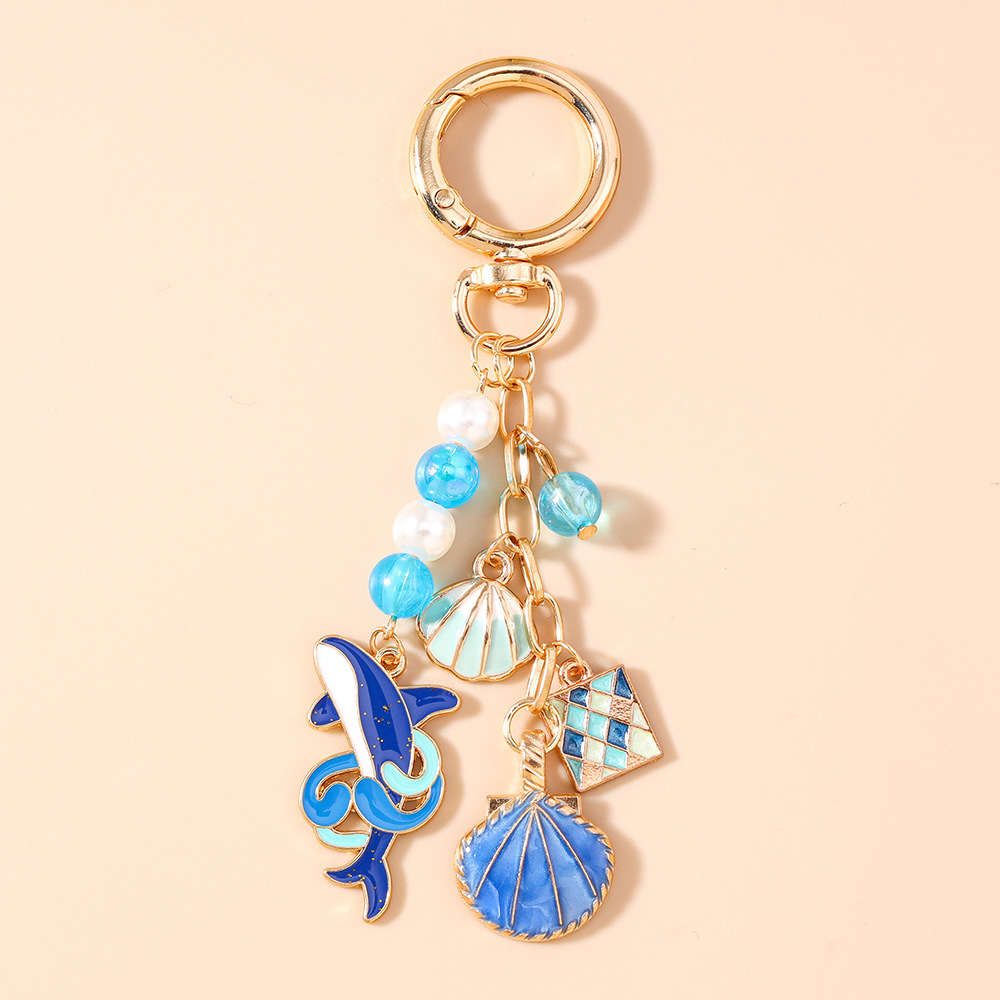 Whale Shark Shell Rhinestone Keychain Keyring Netby