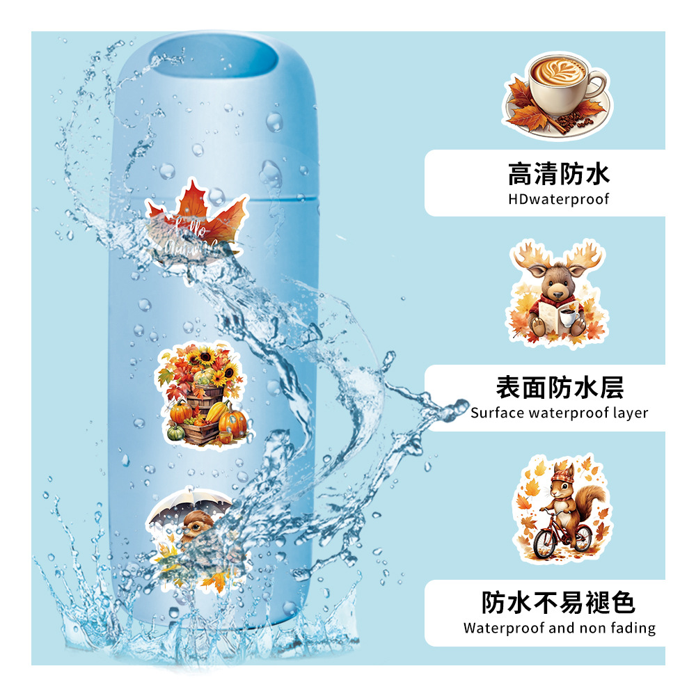 50pcs/pack Autumn Scenery Waterproof Sticker Netby
