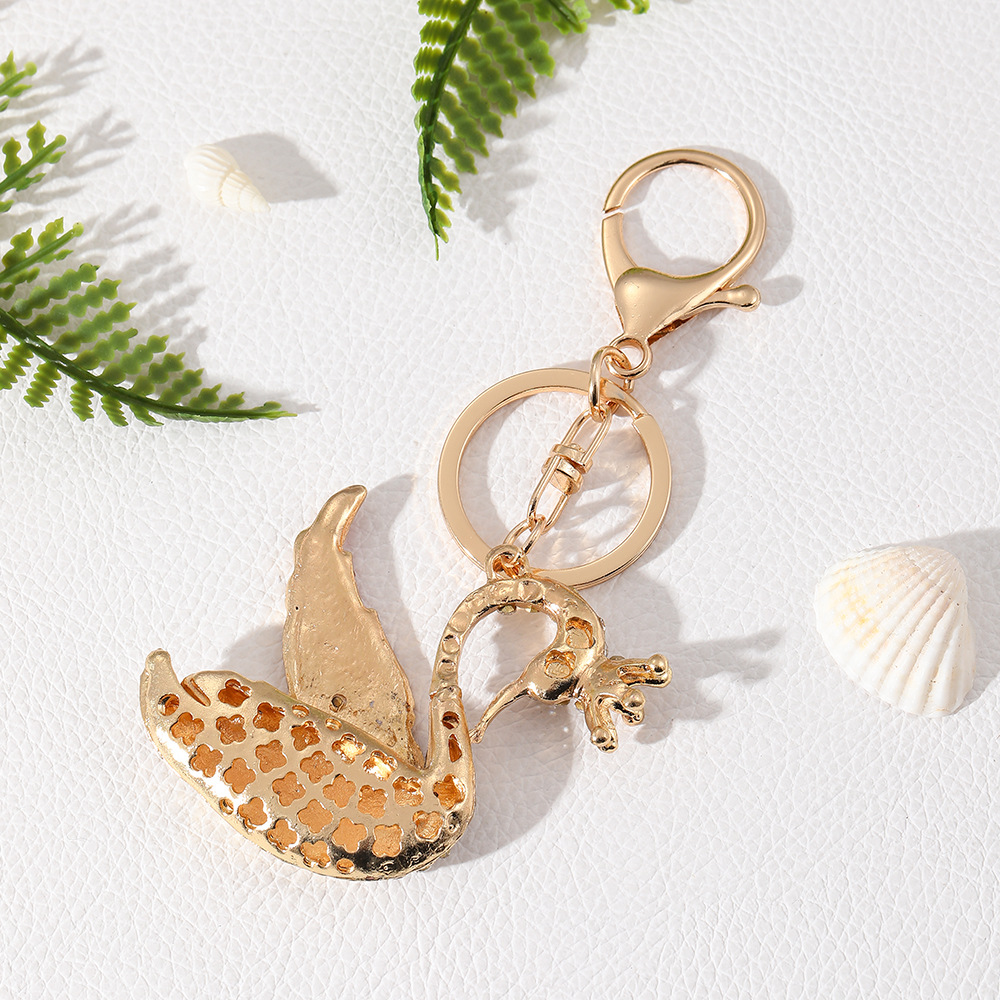 Swan Rhinestone Keychain Keyring Netby