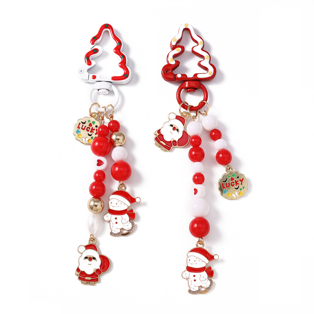 Beaded Snowman Festival Christmas Keychain Keyring Netby