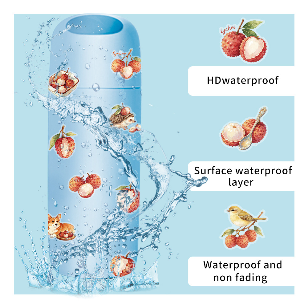 50pcs/pack Litchi Pet Anti Water Sticker Netby