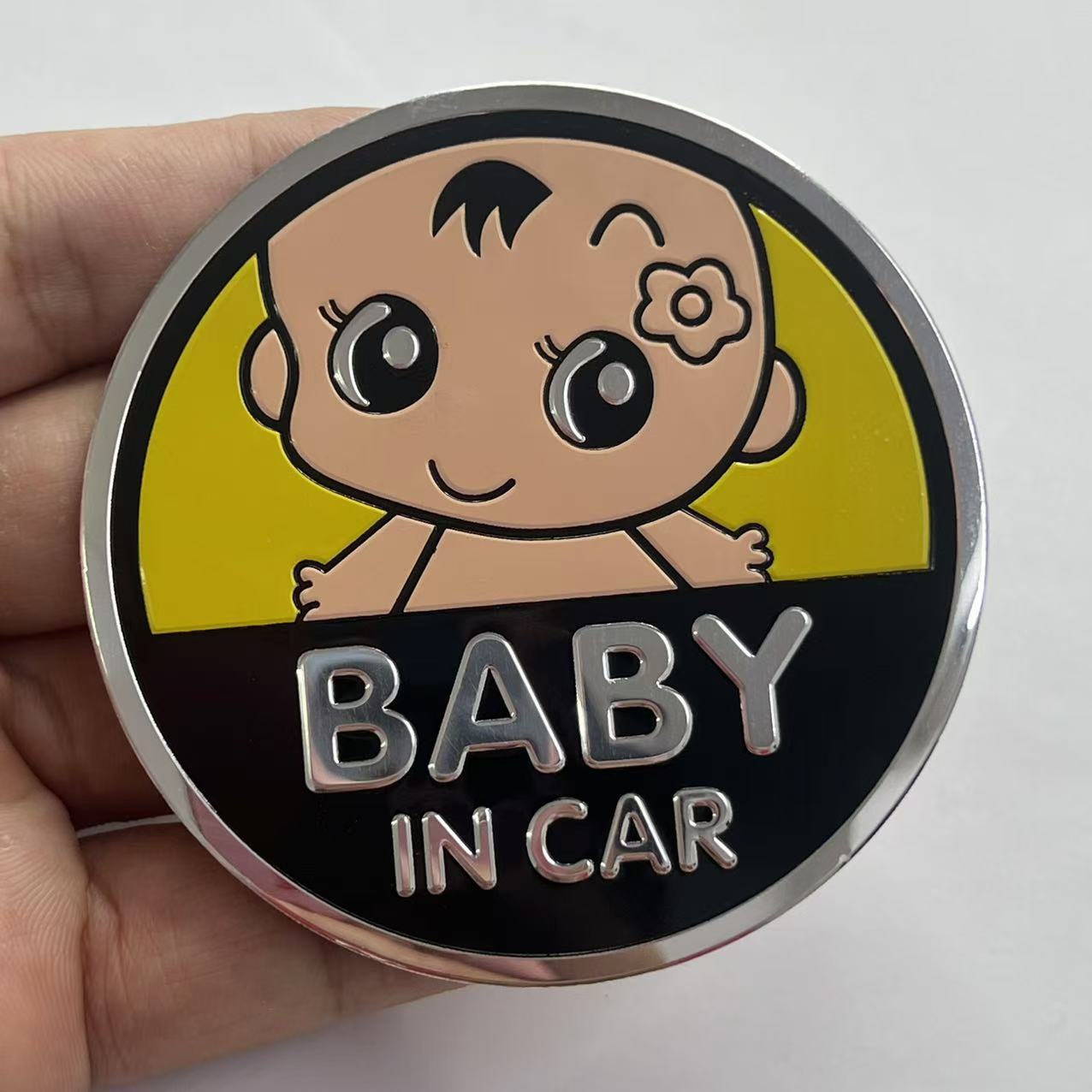 Metal BABY IN CAR Sticker Netby