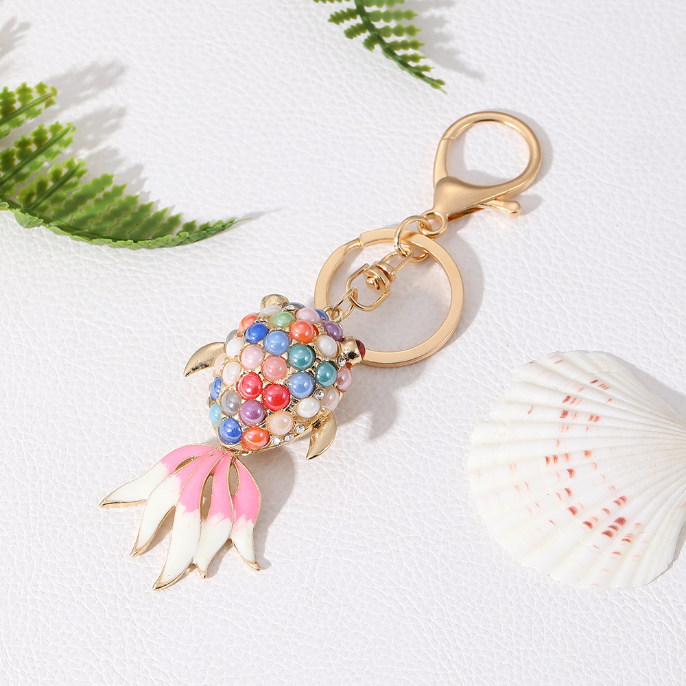 Pearl Lucky Fish Rhinestone Keychain Keyring Netby