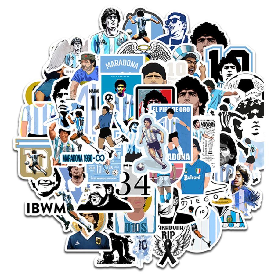 50pcs/pack Maradona Anti Water Sticker Footaball Soccer Famous Star Netby