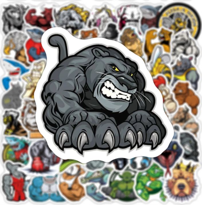 600pcs/pack Mucle Animals Car PC Skating Board Motorbike Motorcycle Anti Water Sticker Cellphone Case Refrigerator Netby