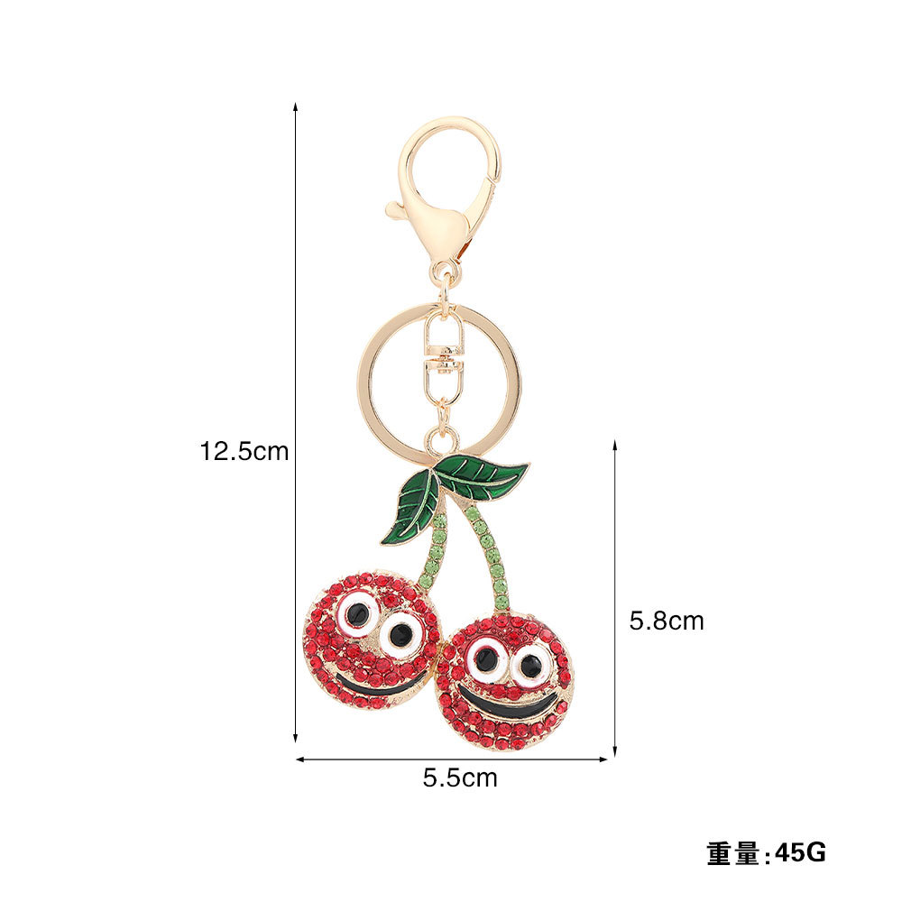 Rhinestone Smiling Face Cherry Keychain Keyring Netby
