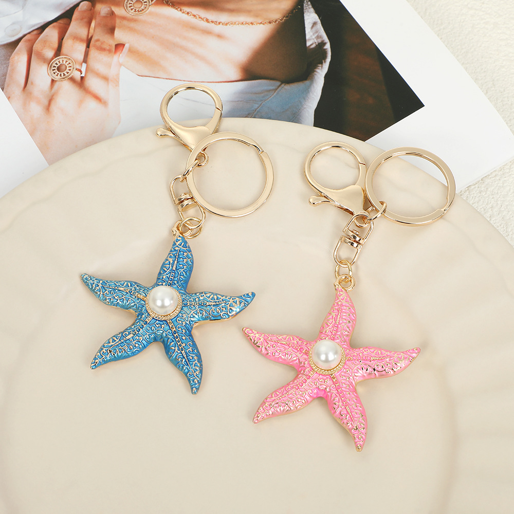 Rhinestone Starfish Keychain Keyring Netby