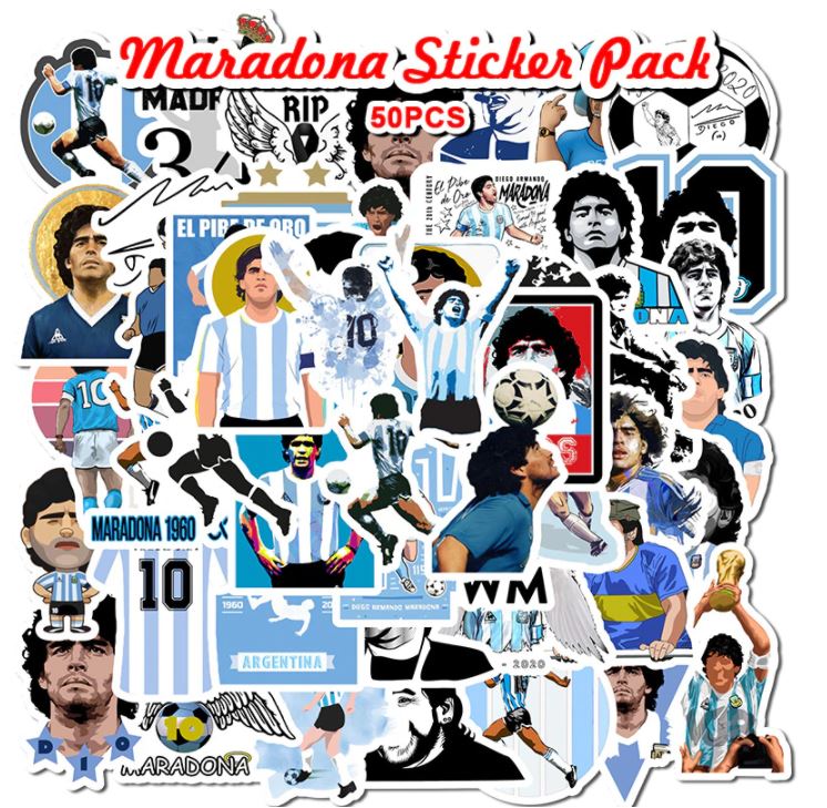 50pcs/pack Maradona Anti Water Sticker Footaball Soccer Famous Star Netby