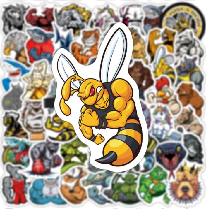 600pcs/pack Mucle Animals Car PC Skating Board Motorbike Motorcycle Anti Water Sticker Cellphone Case Refrigerator Netby
