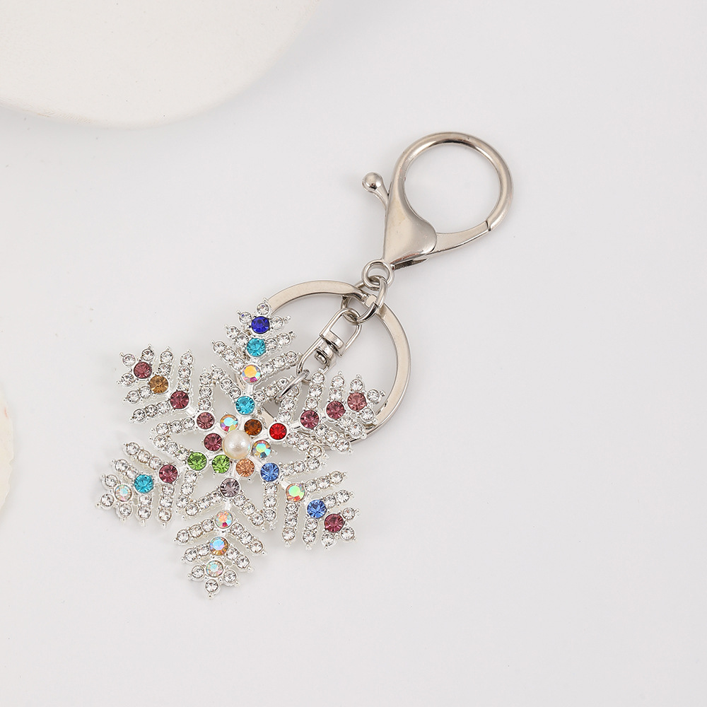 Rhinestone Christmas Snowflake Keychain Keyring Netby