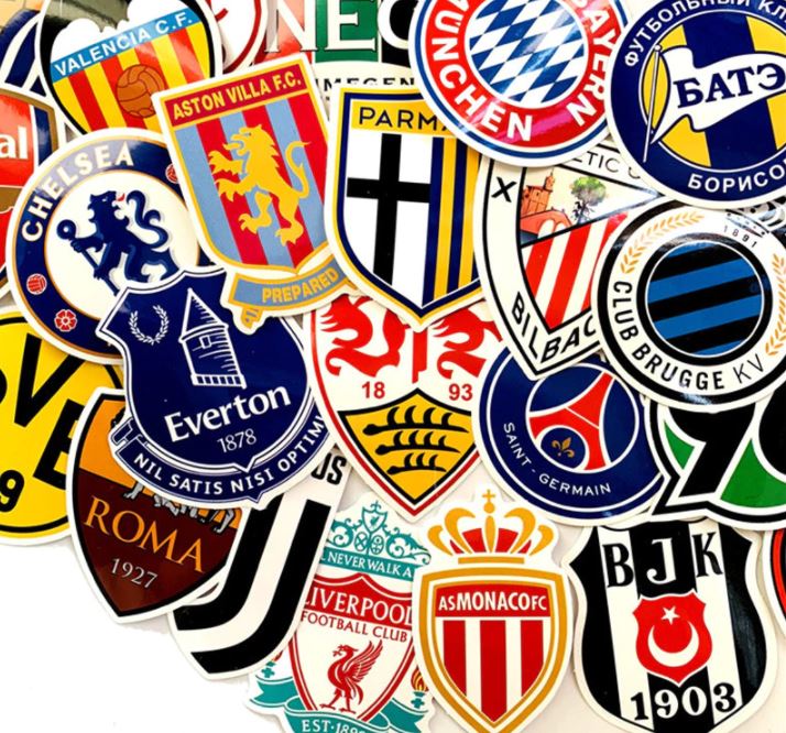50pcs/pack Football Soccer Club Car PC Skating Board Motorbike Motorcycle Anti Water Sticker Cellphone Case Refrigerator Netby