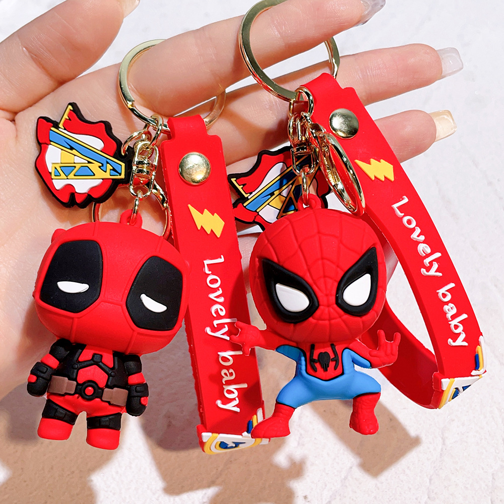Animation Deadpool Spiderman Q Edition Avengers Keychain Keyring Captain America Hulk Venom Ironman Spiderman Netby