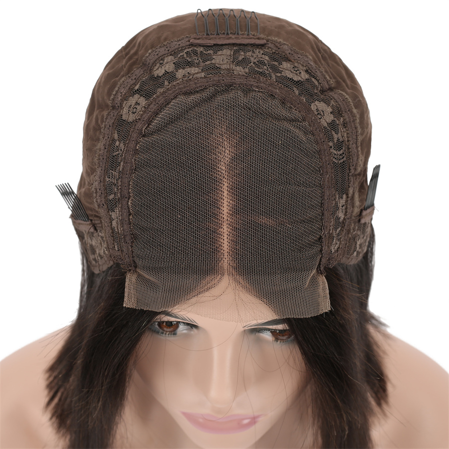 15A Top Quality Human Hair Lace Closure Short Bob Wig Straight Natural Black WIGLTD