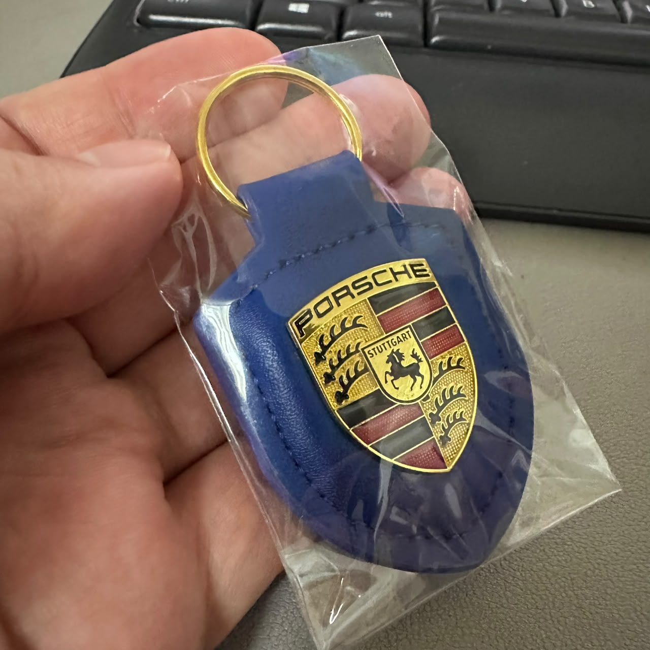 Leather Porsche Car Logo Logo Keyring Keychain Shield Shape Netby