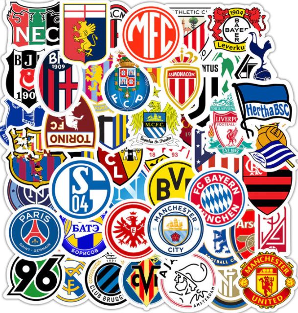 50pcs/pack Football Soccer Club Car PC Skating Board Motorbike Motorcycle Anti Water Sticker Cellphone Case Refrigerator Netby