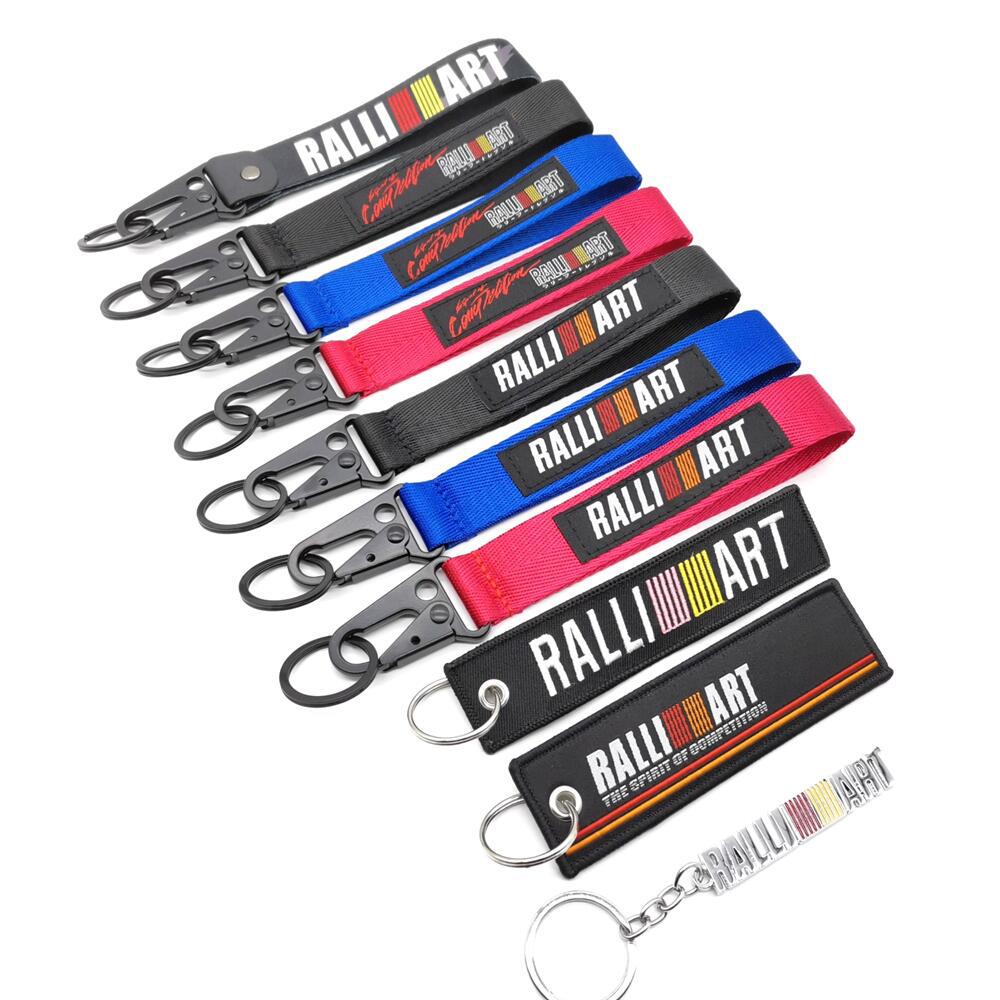 MITSUBISHI RALLIART Eagle Buckle Cloth Car Keychain Keyring Keyfob Wrist Strap Netby