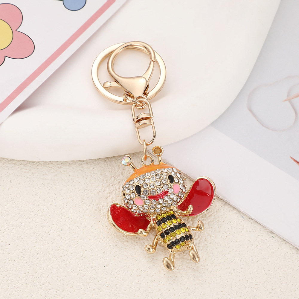 Rhinestone Dancing Bee Keychain Keyring Netby