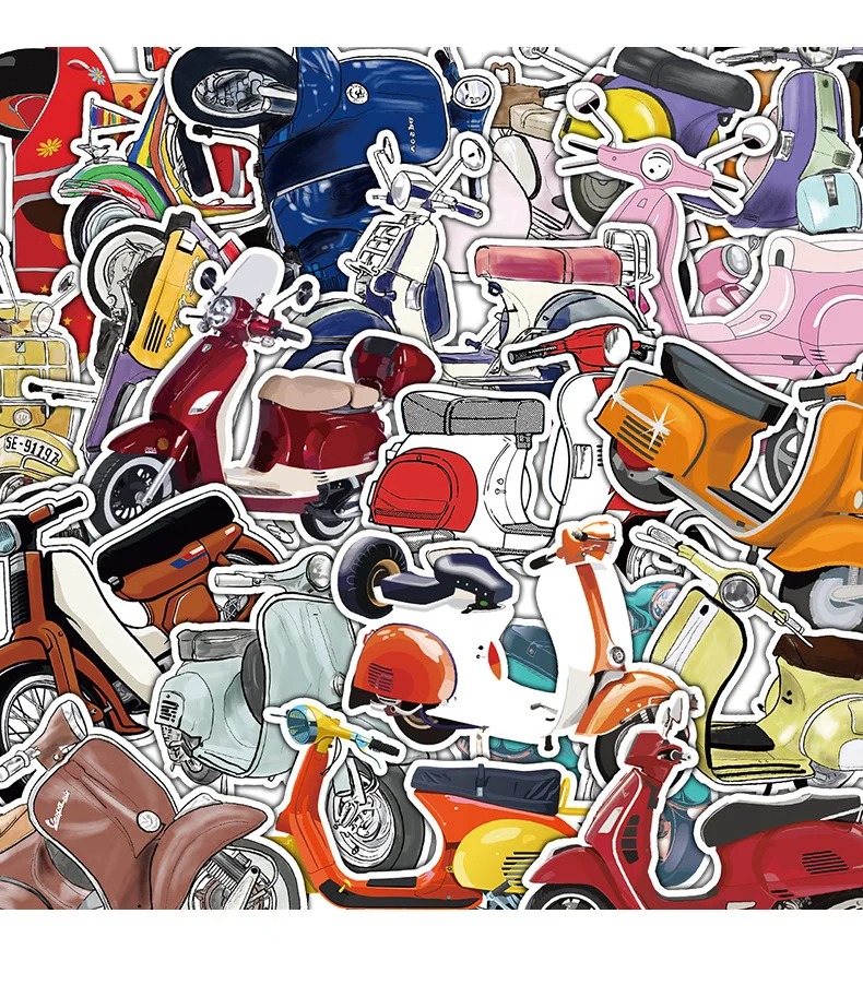 22pcs/pack VESPA PC Skating Board Motorbike Motorcycle Anti Water Sticker Cellphone Case Refrigerator Netby