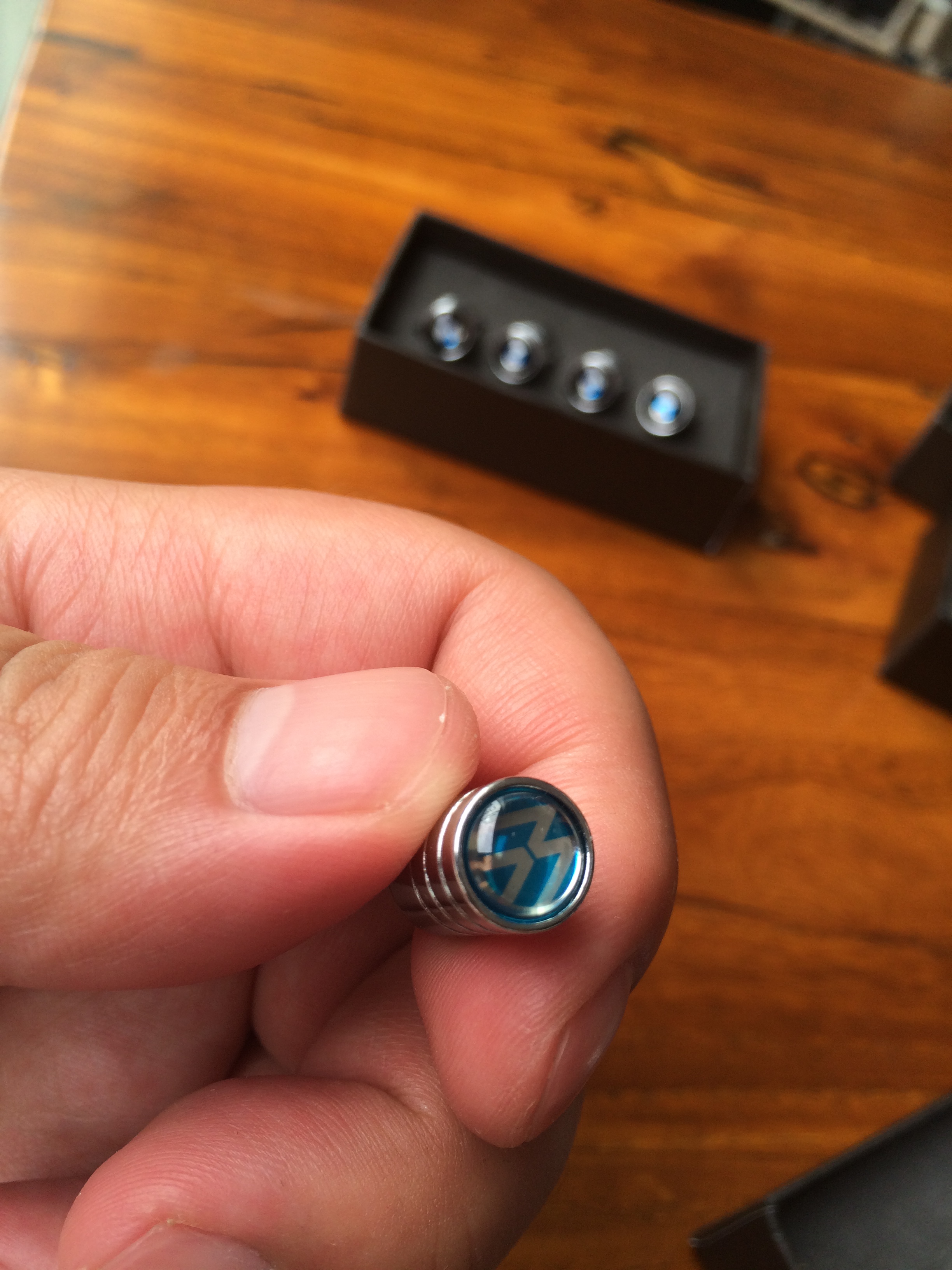 Round Style Metal Car Wheel Tire Valve Cap With Box Anti Dust With Logo Silver Color Netby